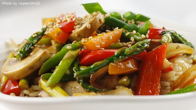 Stir Fried Sesame Vegetables with Rice