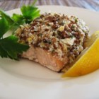 Alaska Salmon Bake with Pecan Crunch Coating - Baked salmon makes an excellent Christmas main course!