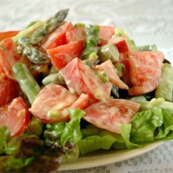 Asparagus and Tomato Salad with Yogurt-Cheese Dressing