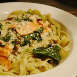 Salmon and Spinach Fettuccine