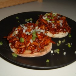 Asian Turkey Barbecue on Sesame Scallion Toasts