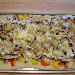 Portobello Mushroom, Fresh Peppers and Goat Cheese Pizza