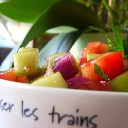 Tomato, Cucumber and Red Onion Salad with Mint