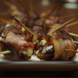 Bacon Wrapped Dates Stuffed with Blue Cheese