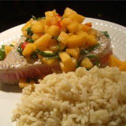 Tuna Steaks with Melon Salsa