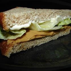 Peanut Butter, Mayonnaise, and Lettuce Sandwich