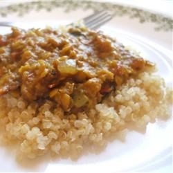 Coconut-Curry Lentil Stew Served over Quinoa