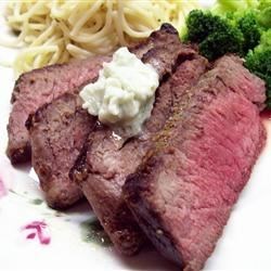 Kickin' London Broil with Bleu Cheese Butter