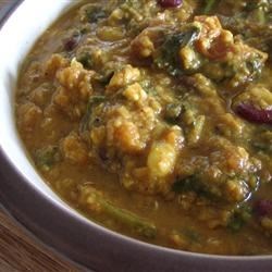Spinach, Red Lentil, and Bean Curry