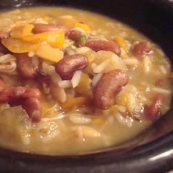 Chicken Soup with Adzuki Beans, Escarole, and Sweet Potato