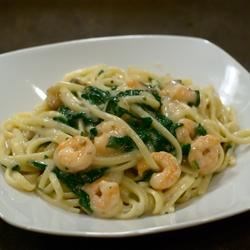 New Year Spinach Fettuccine with Scallops