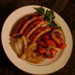 Grilled Italian Sausage with Marinated Tomatoes