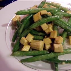 Coconut Curried Tofu with Green Beans and Coconut Rice