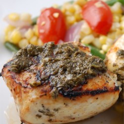 Grilled Halibut with Cilantro Garlic Butter