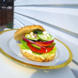 Fresh Veggie Bagel Sandwich Recipe