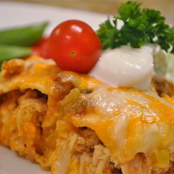 Quick and Easy Green Chile Chicken Enchilada Casserole Recipe