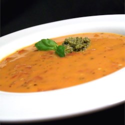 Cream of Tomato Soup with Pesto