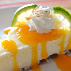 Coconut-Lime Cheesecake with Mango Coulis Recipe