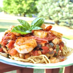 Linguine Pasta with Shrimp and Tomatoes