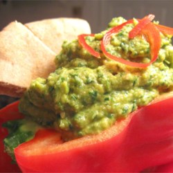 Spinach Artichoke Hummus with Roasted Red Peppers