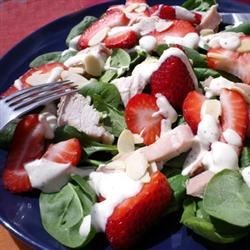 Chicken Strawberry Spinach Salad with Ginger-Lime Dressing