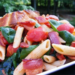 Penne Pasta with Spinach and Bacon Recipe