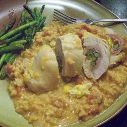 Stuffed Chicken Breasts with Asparagus and Parmesan Rice