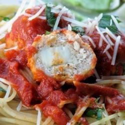 Mozzarella-Stuffed Pesto Turkey Meatballs