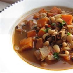 Sweet and Spicy Soup with Black-Eyed Peas and Sweet Potato
