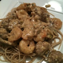 Shrimp and Andouille Sausage with Mustard Sauce