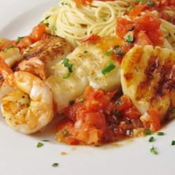 Alaskan Cod and Shrimp with Fresh Tomato