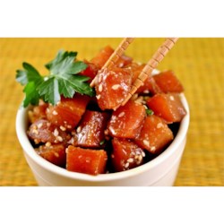 Ahi Poke Basic Recipe and Video - This is a standard raw tuna (poke) salad served in most Hawaiian homes.  Although unconventional, it is sure to please the more adventurous seafood lovers.  Be sure to use fresh tuna for the very best flavor, although fresh frozen tuna will produce acceptable results.