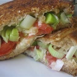 Cheddar, Baby Leek and Tomato Sandwich