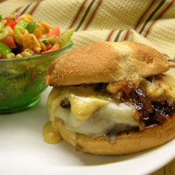 Kickin' Turkey Burger with Caramelized Onions and Spicy Sweet Mayo Recipe
