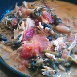 Slow Cooker Chicken Chili with Greens and Beans