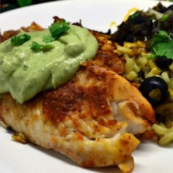 Crispy Chipotle Lime Tilapia with Cool Avocado Sauce