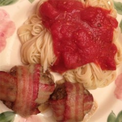 Giant Bacon-Wrapped Meatballs