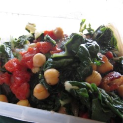 Swiss Chard with Garbanzo Beans and Fresh Tomatoes