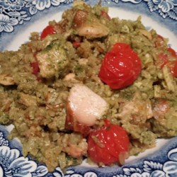 Salmon and Pesto with Rice