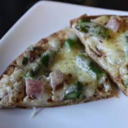 Pizza with Ham, Asparagus, and Ricotta