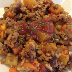 Lentil Rice and Veggie Bake