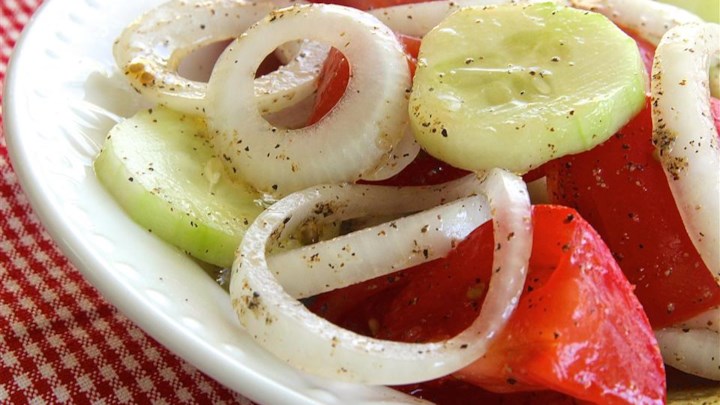 Marinated Cucumber, Onion, and Tomato Salad Recipe - Allrecipes.com