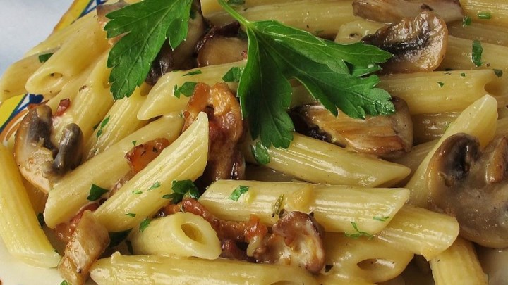 Penne with Pancetta and Mushrooms Recipe - Allrecipes.com