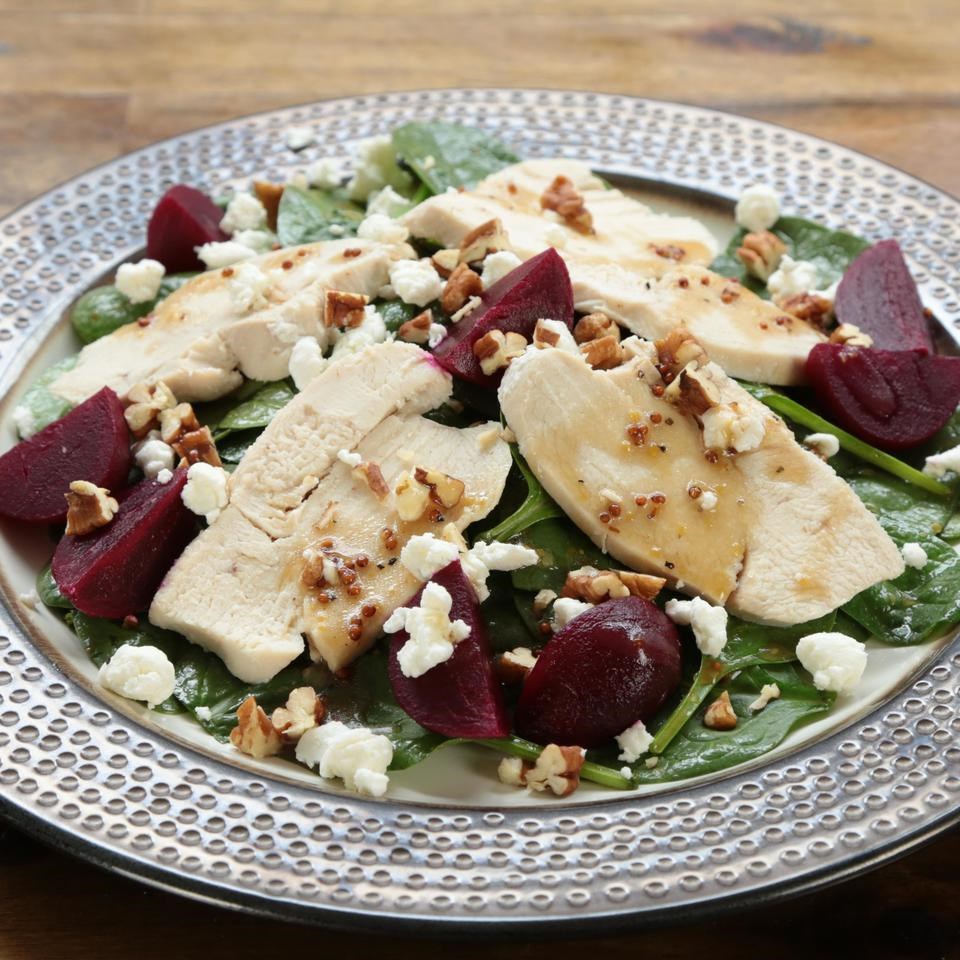 Spinach & Beet Salad with Chicken Recipe EatingWell