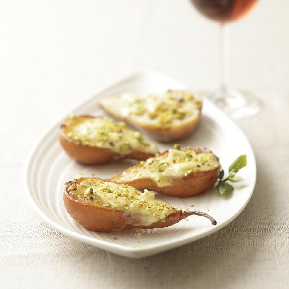 Roasted Pears With Brie And Pistachios Recipe Eatingwell 