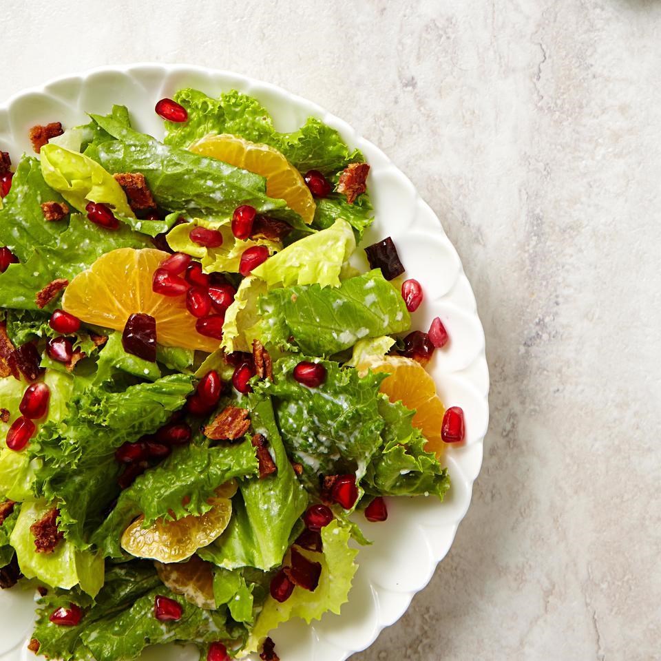 Mixed Green Salad with Pomegranate, Dates & Bacon Recipe EatingWell