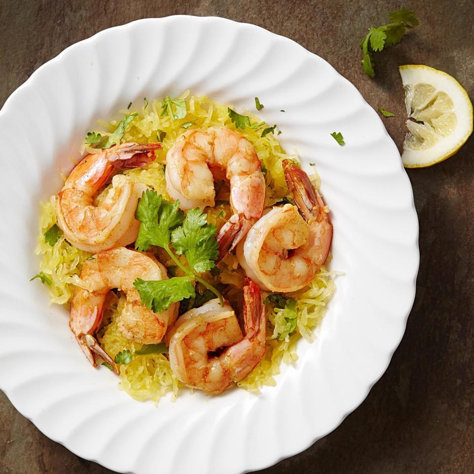 Garlic Shrimp With Cilantro Spaghetti Squash Recipe Eatingwell 7407