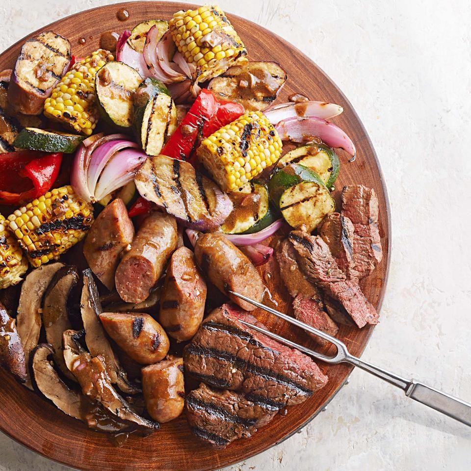 Mixed Grill With Balsamic Mustard Vegetables Recipe EatingWell