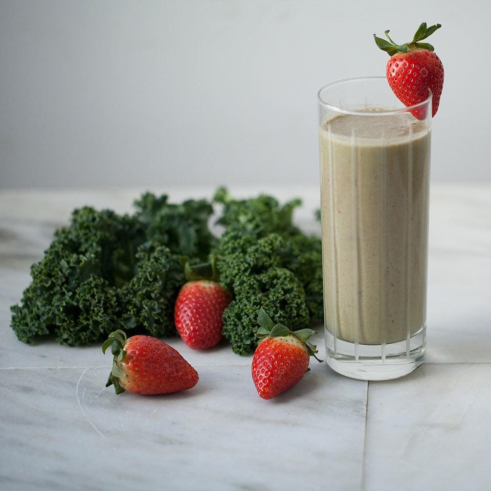 Peanut ButterStrawberryKale Smoothie Recipe EatingWell