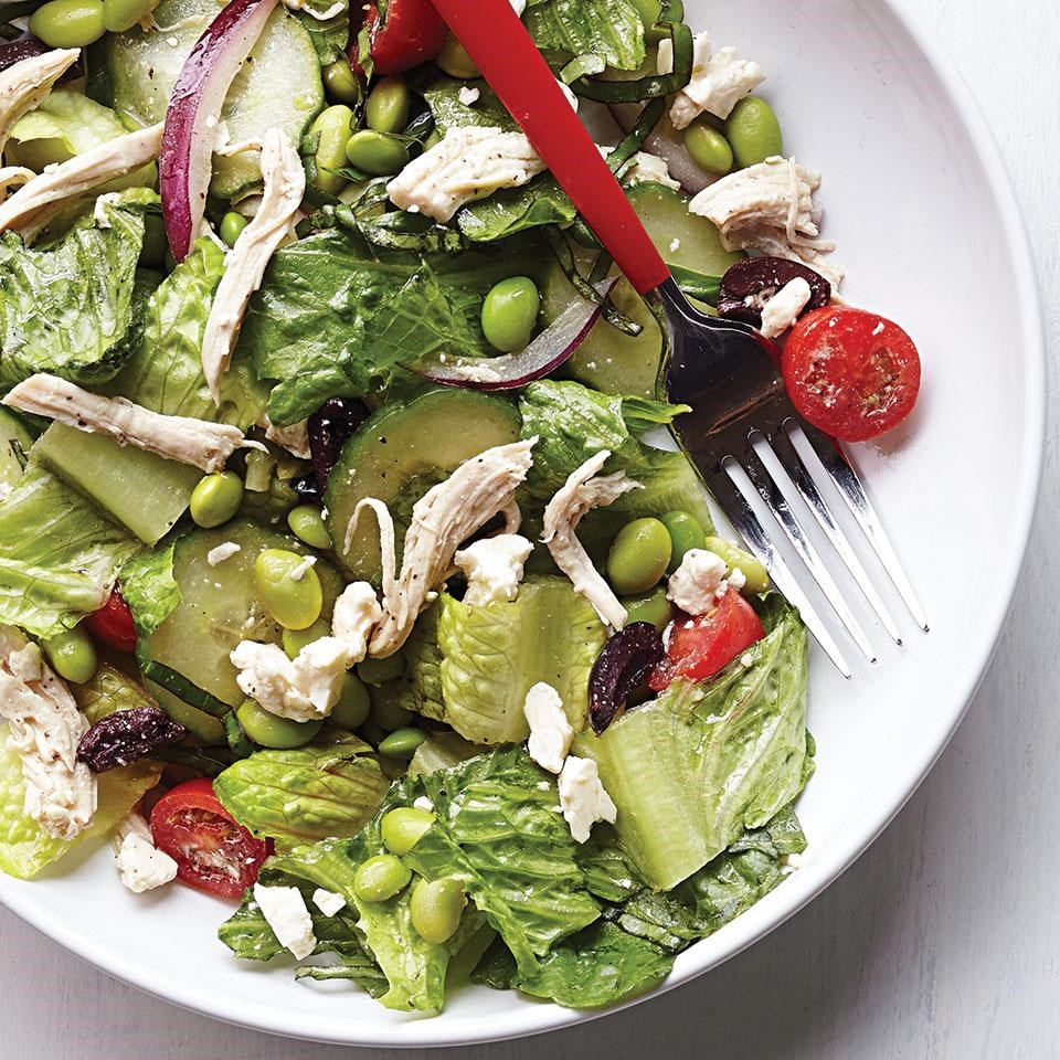 Edamame &amp; Chicken Greek Salad Recipe - EatingWell